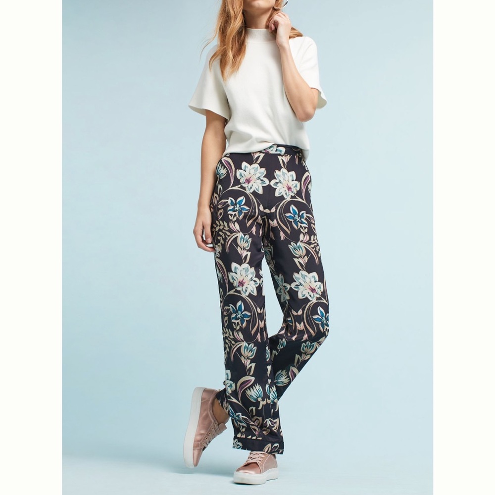Anthropologie by Kachel Percy Floral Pants Size 4 Small Pajama Suit
